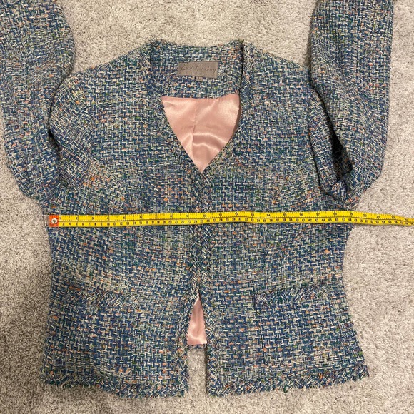 Earl Rutenberg Vintage 100% Silk Multi-color Woven Open Jacket Large - Picture 10 of 12